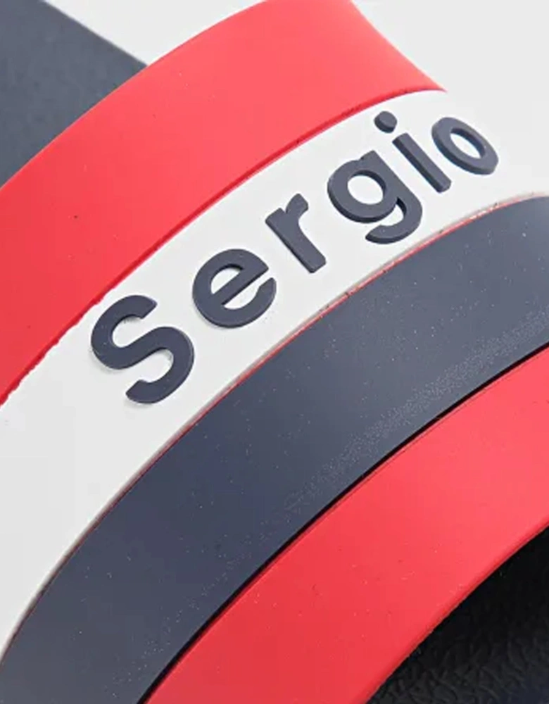 San Remo Stripe Slides Navy/Red/White