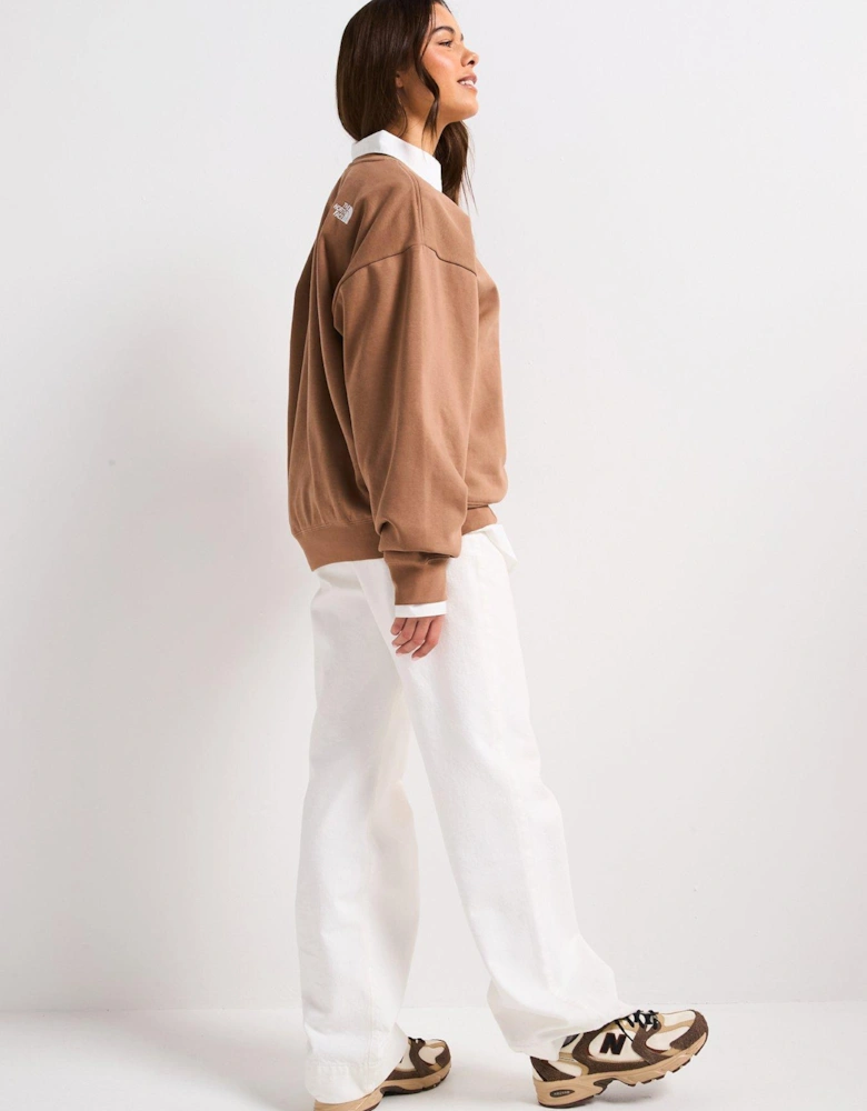 Women's Essential Oversize Crew Sweatshirt - Brown
