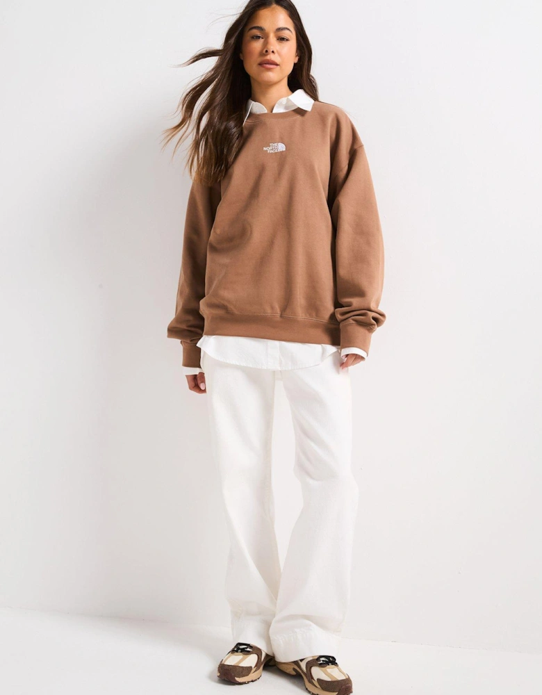 Women's Essential Oversize Crew Sweatshirt - Brown