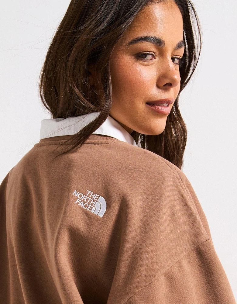 Women's Essential Oversize Crew Sweatshirt - Brown