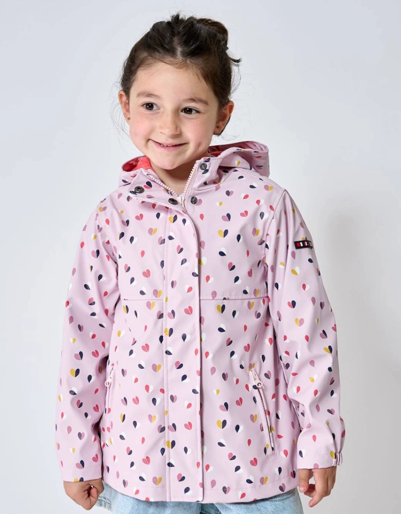 Girl's Printed Raincoat Hearts