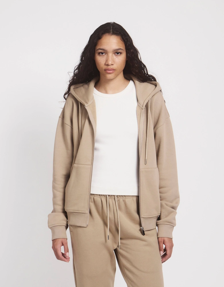Signature Zip Hoodie in Taupe