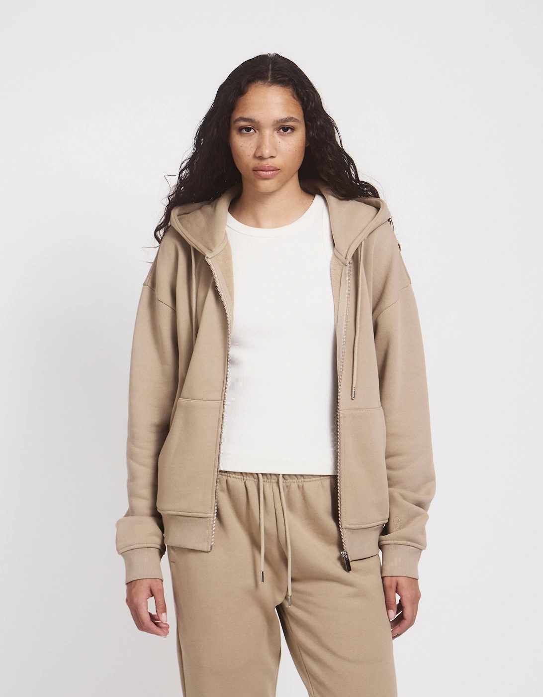Signature Zip Hoodie in Taupe