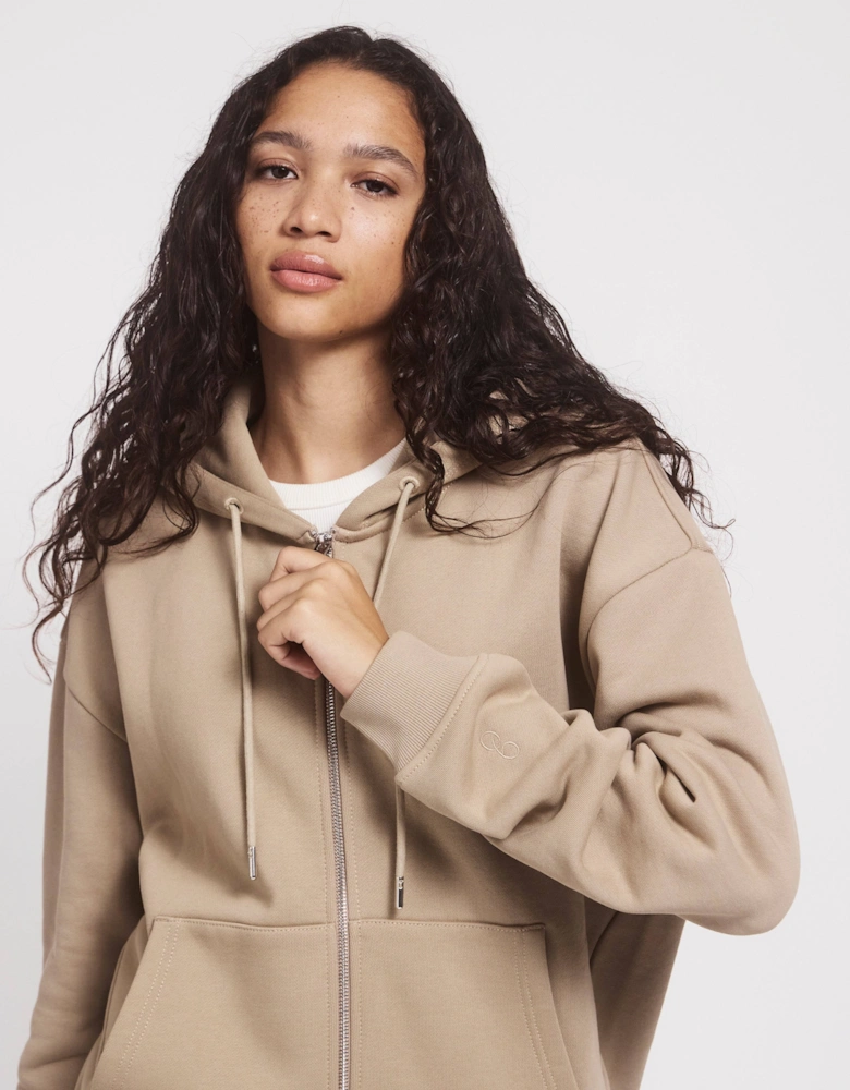 Signature Zip Hoodie in Taupe