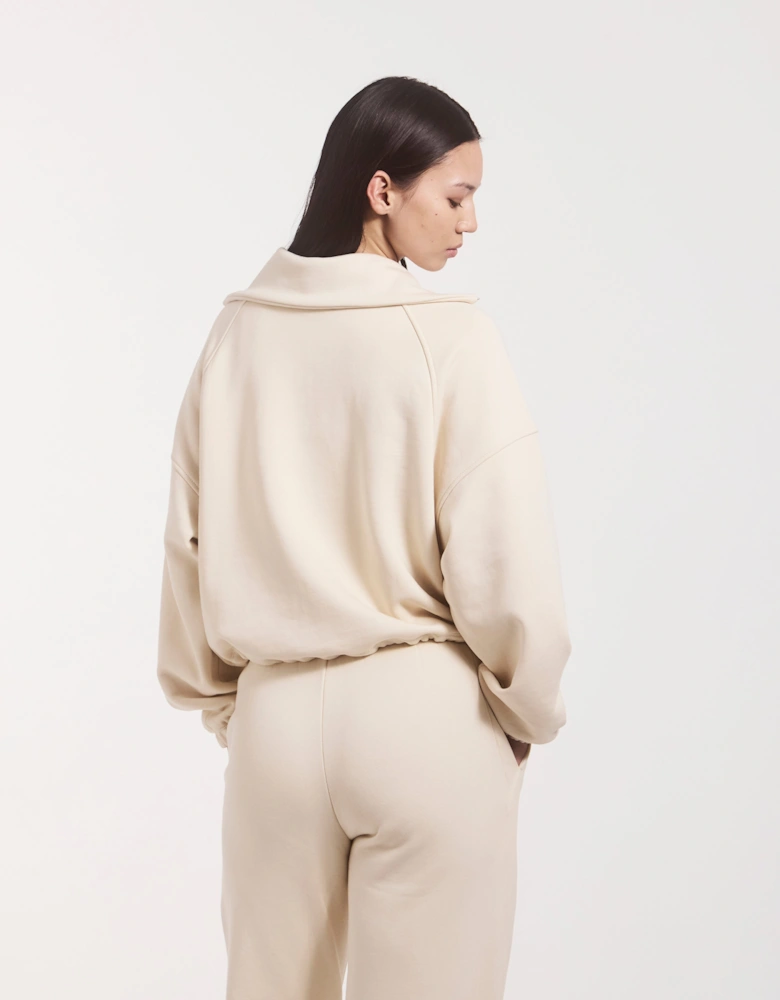 Signature Half Zip Sweatshirt in Cream