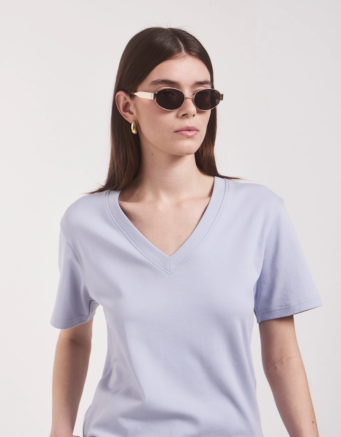 Signature V Neck T-shirt in Sky, 6 of 5