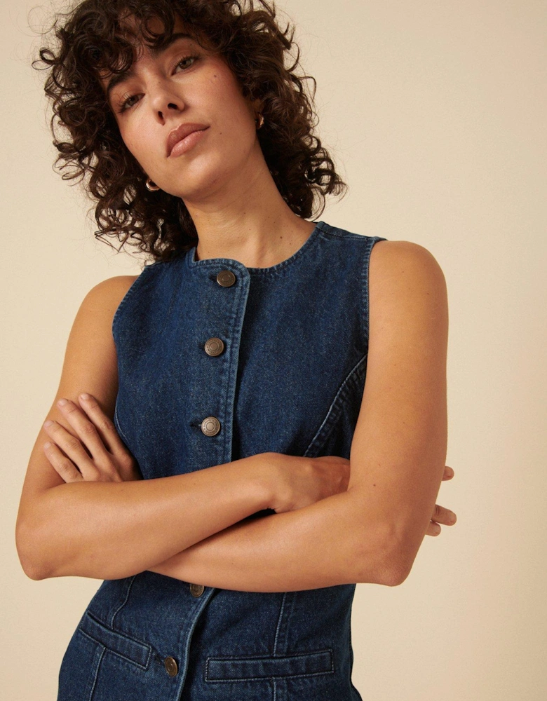 Denim Midi Dress - Blue