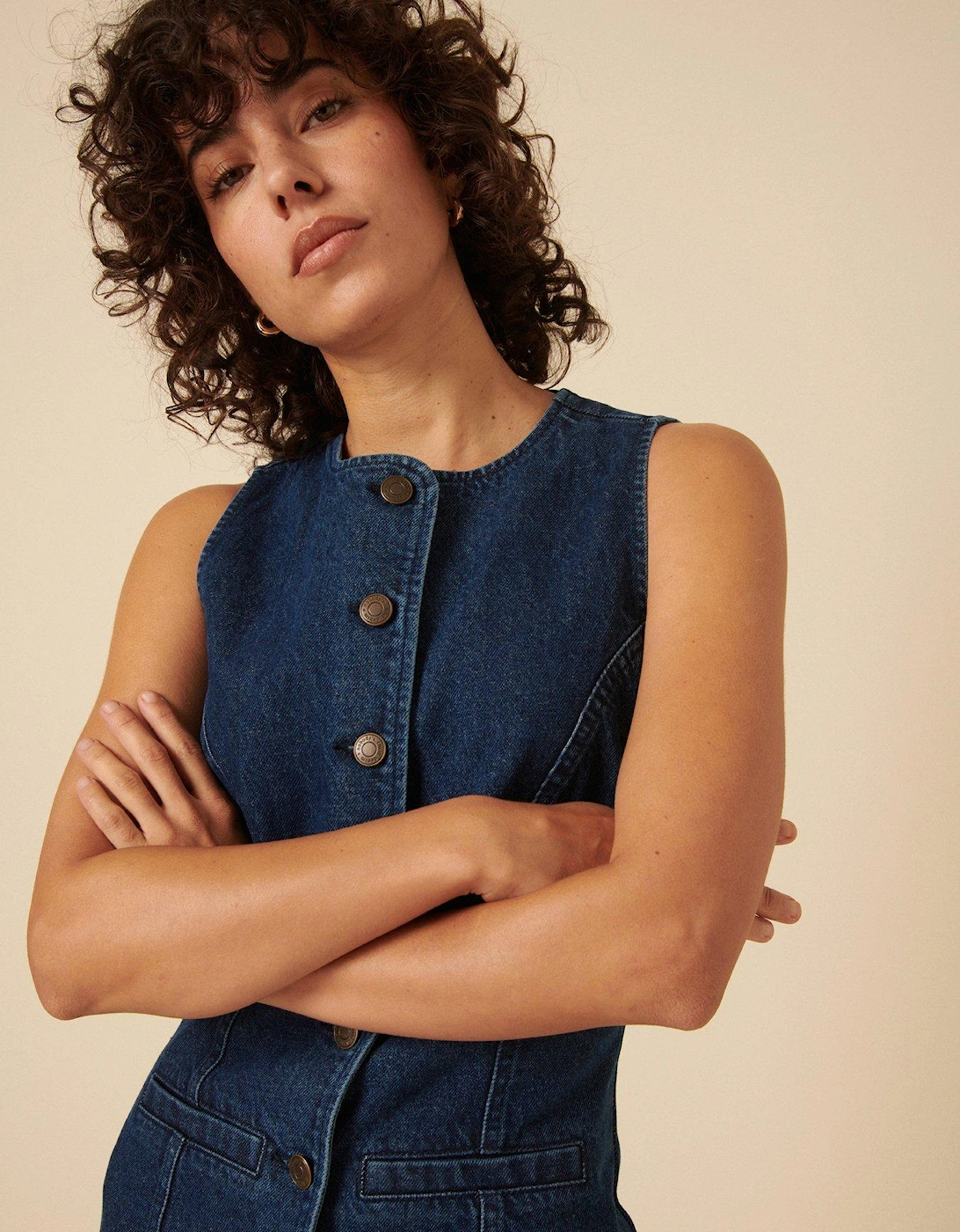 Denim Midi Dress - Blue