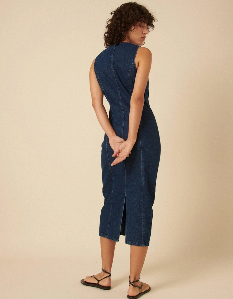 Denim Midi Dress - Blue
