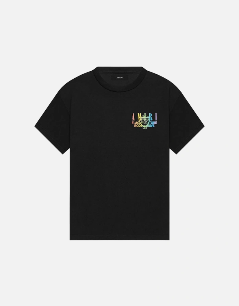 Exclusive Beverly Hills Rainbow Printed T-Shirt in Black