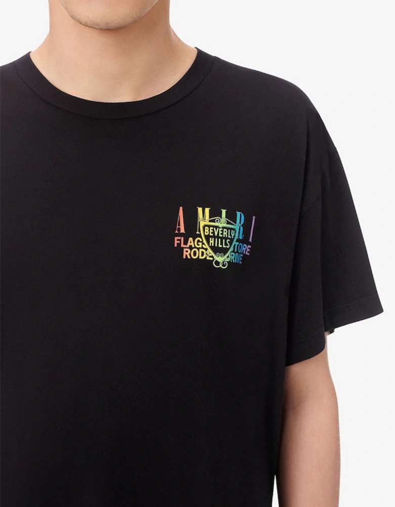 Exclusive Beverly Hills Rainbow Printed T-Shirt in Black