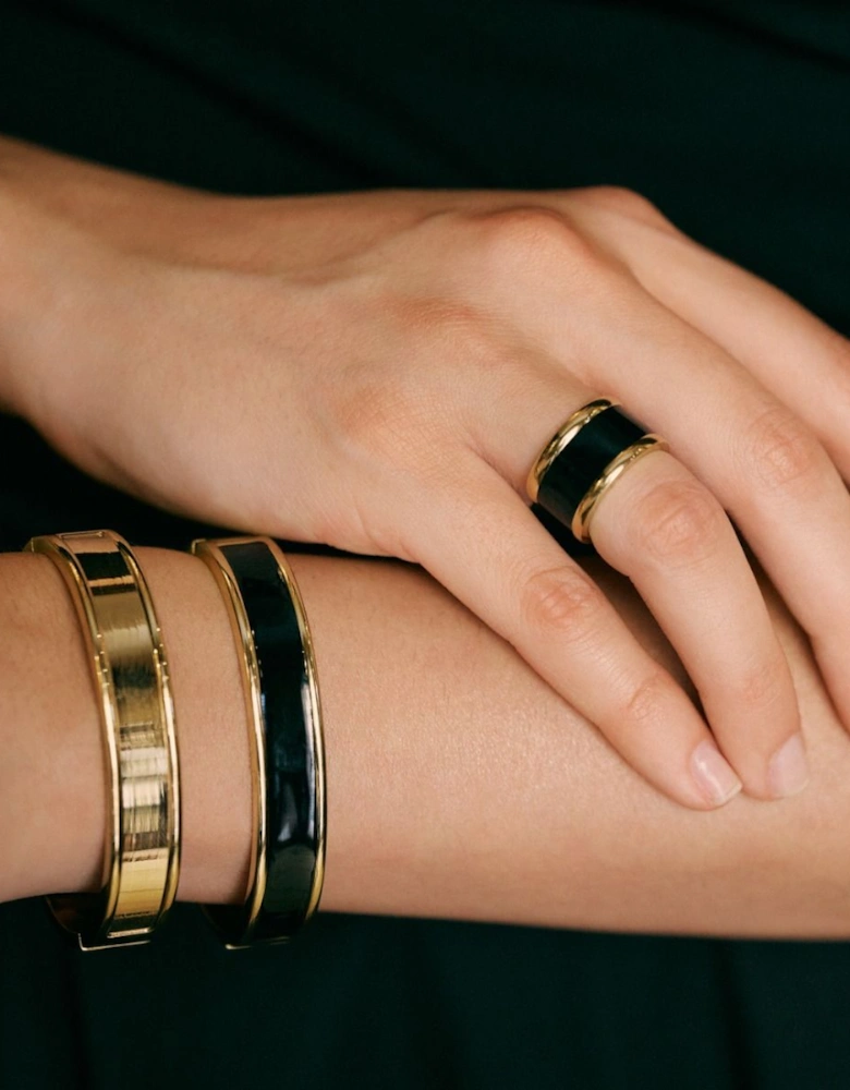 Frame enamel bangle black  gold