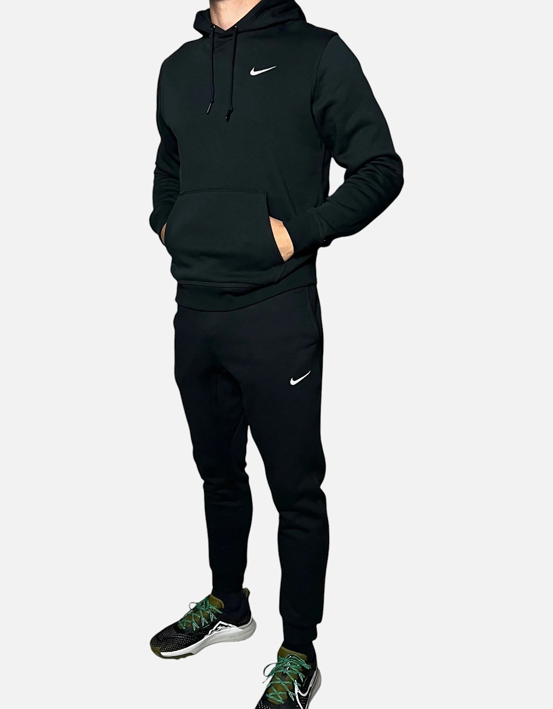Club Mens Fleece Hoodie Joggers Winter Pullover Sportswear Black, 11 of 10