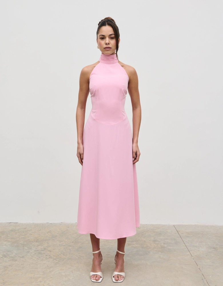 Haisley Dropped Waist Midaxi Dress - Peony Pink