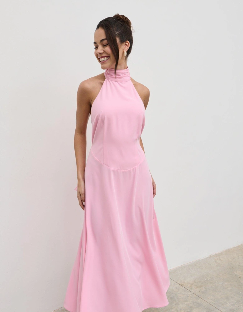 Haisley Dropped Waist Midaxi Dress - Peony Pink