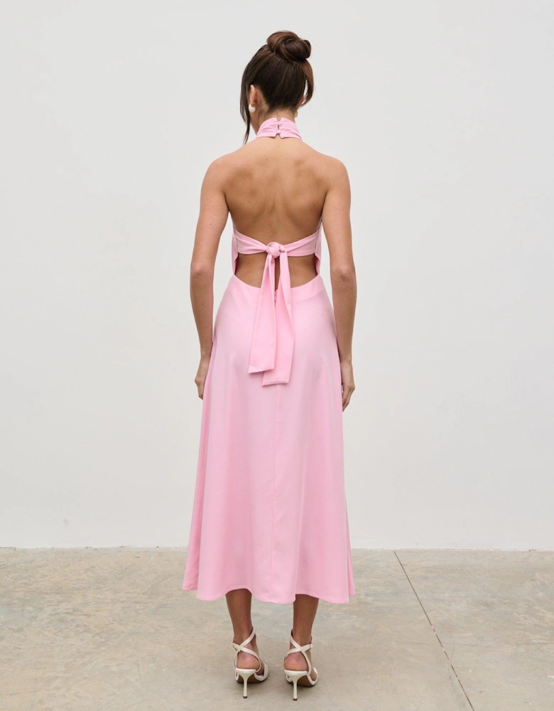 Haisley Dropped Waist Midaxi Dress - Peony Pink