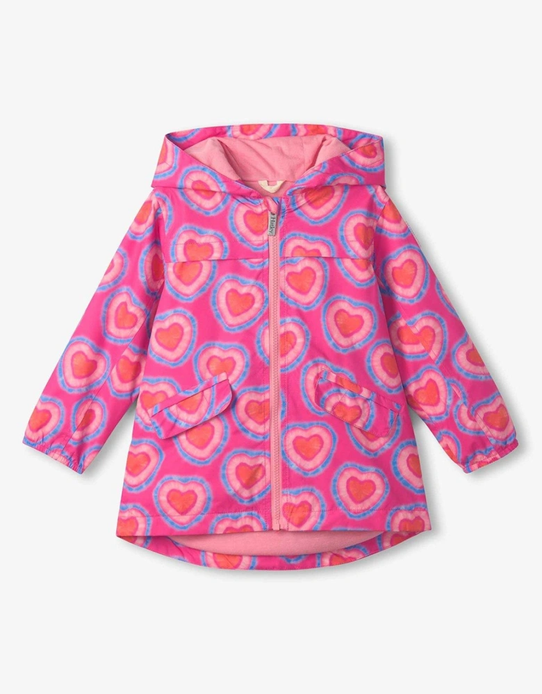 Girls Glowing Hearts Microfiber Field Jacket - Pink