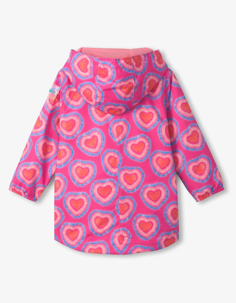 Girls Glowing Hearts Microfiber Field Jacket - Pink