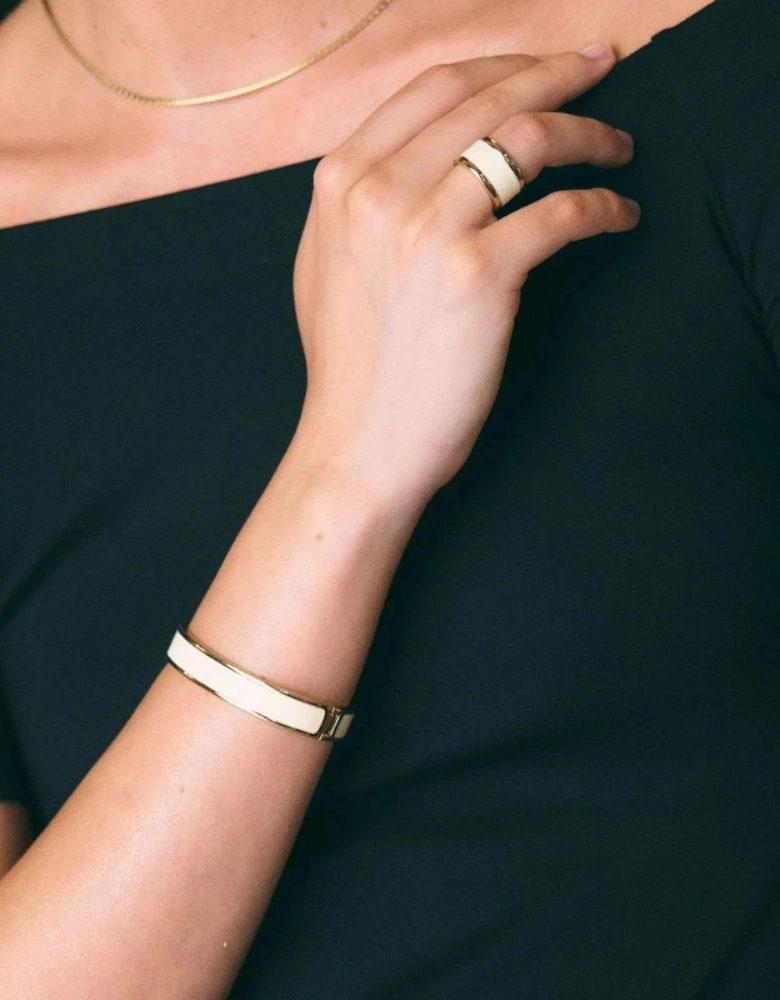 Frame Enamel ring gold off white