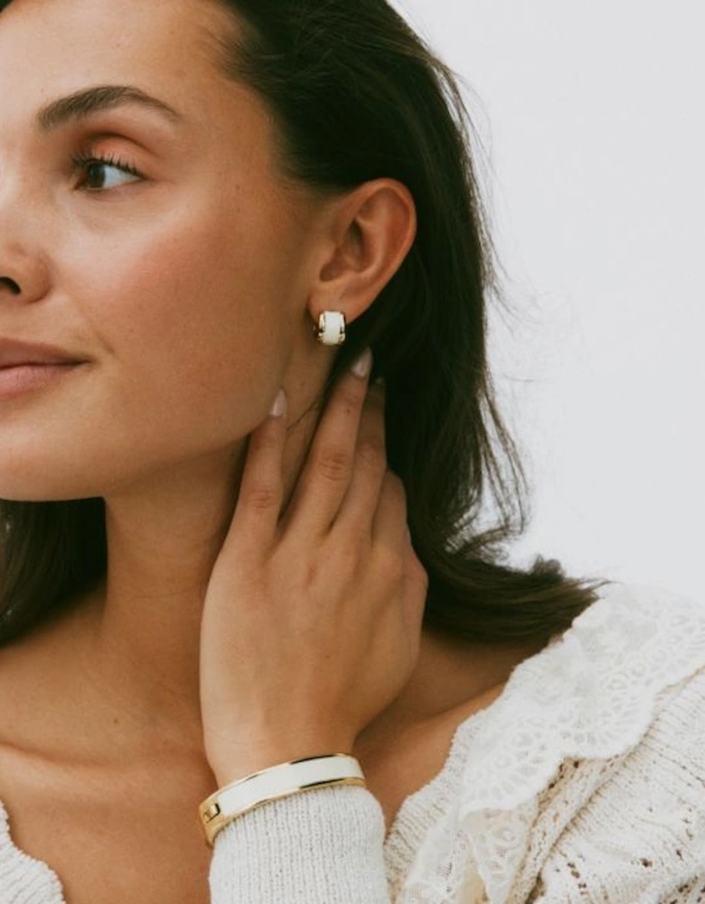 Frame off white enamel earrings