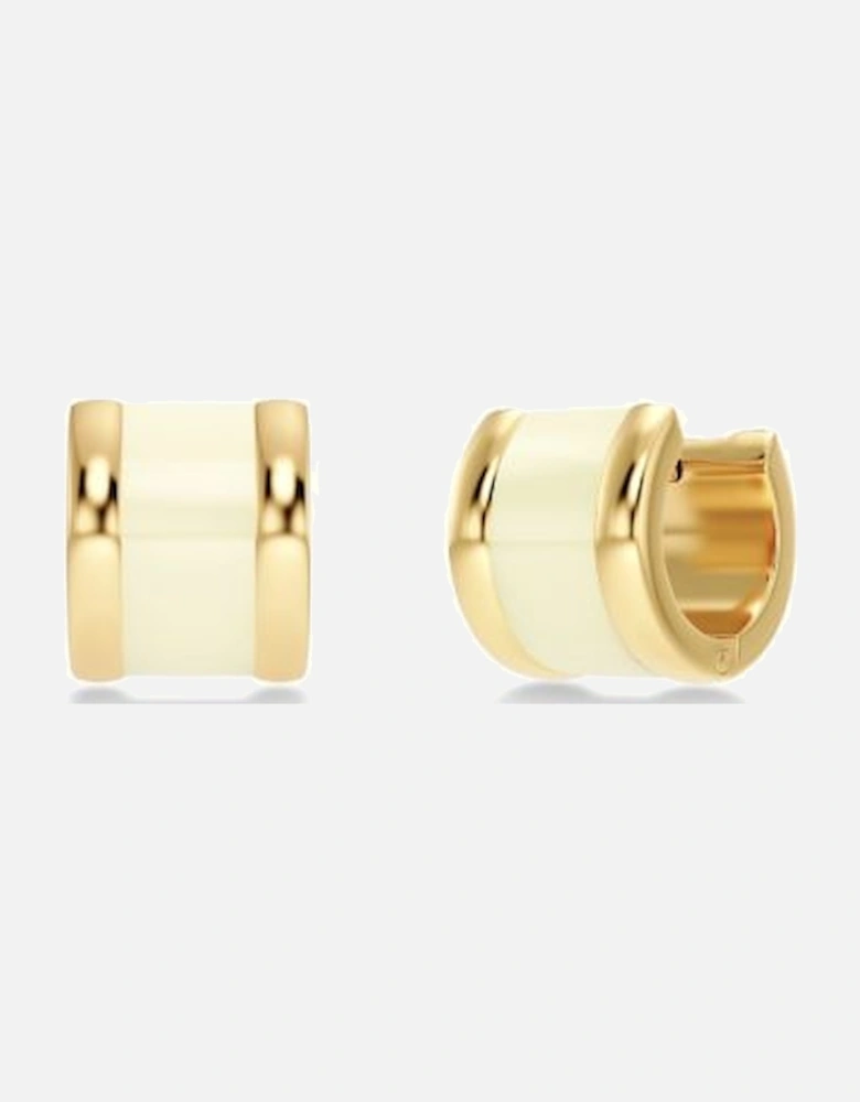 Frame off white enamel earrings