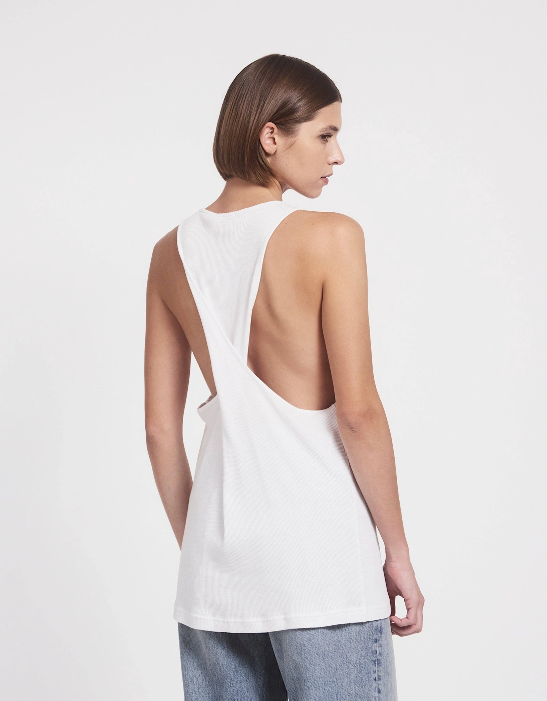 Gato Open Back Tank in White