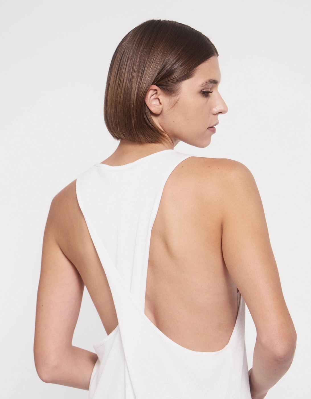 Gato Open Back Tank in White, 6 of 5