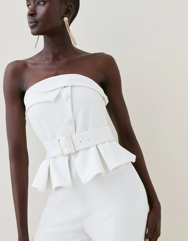 Compact Stretch Peplum Jumpsuit