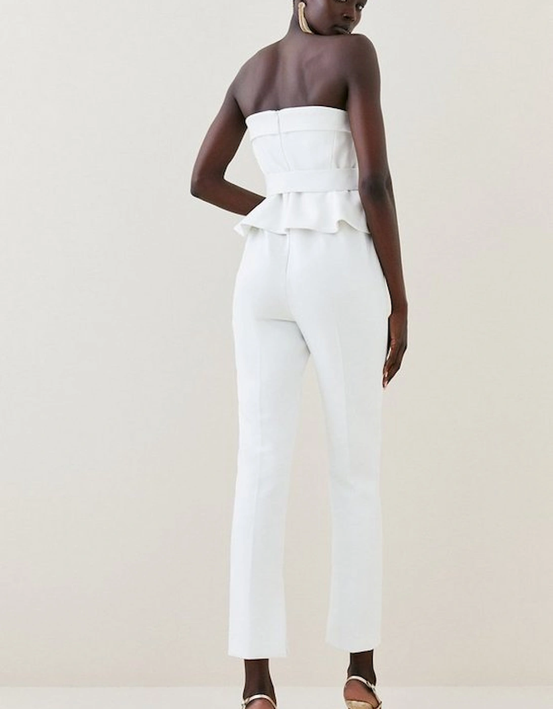 Compact Stretch Peplum Jumpsuit