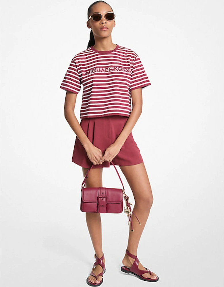 Striped Logo Cotton Cropped T-Shirt