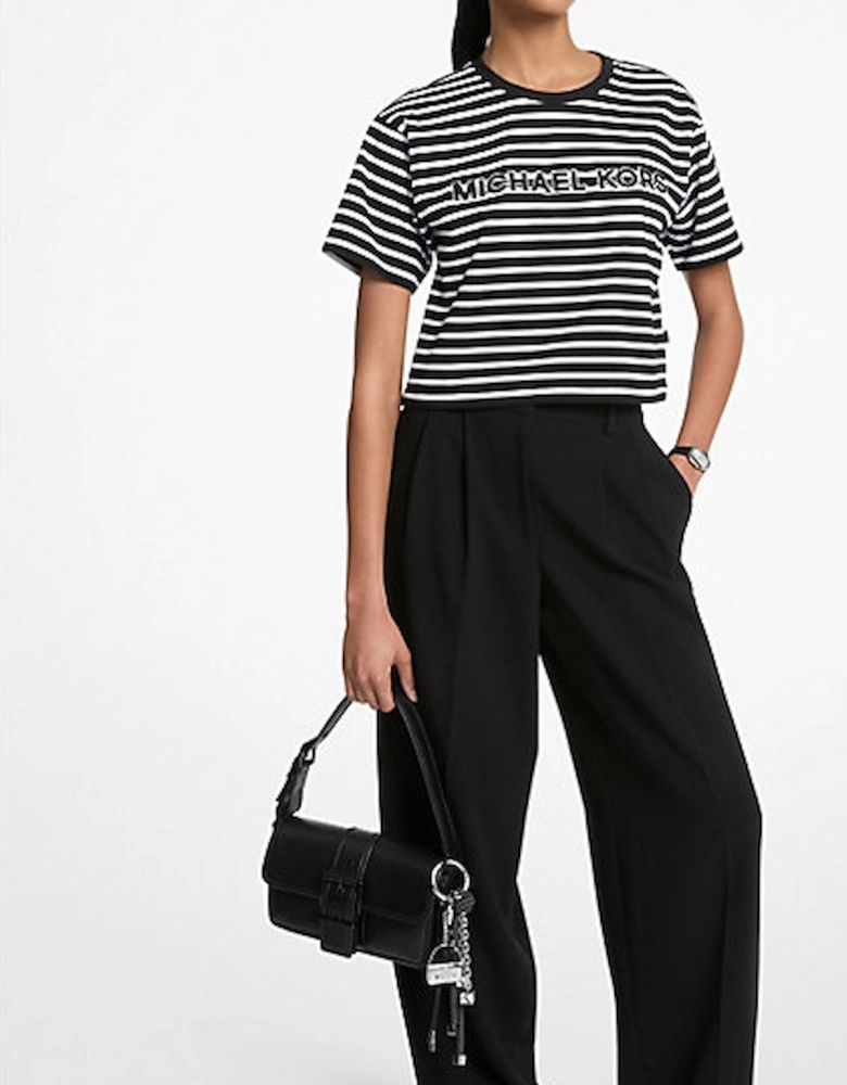 Striped Logo Cotton Cropped T-Shirt