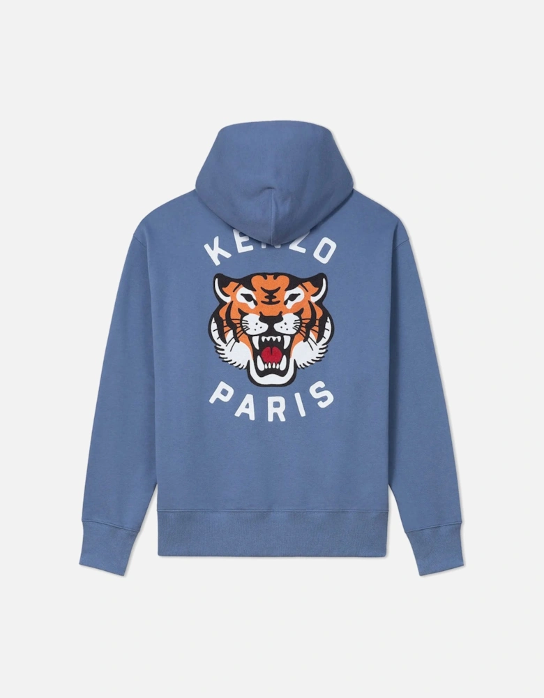 Men's Light Blue Lucky Tiger Oversize Pullover Hood
