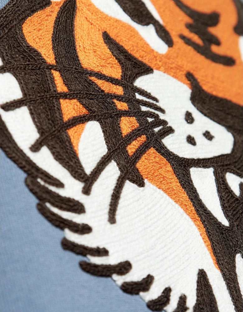 Men's Blue Lucky Tiger Embroidered Sweatshirt