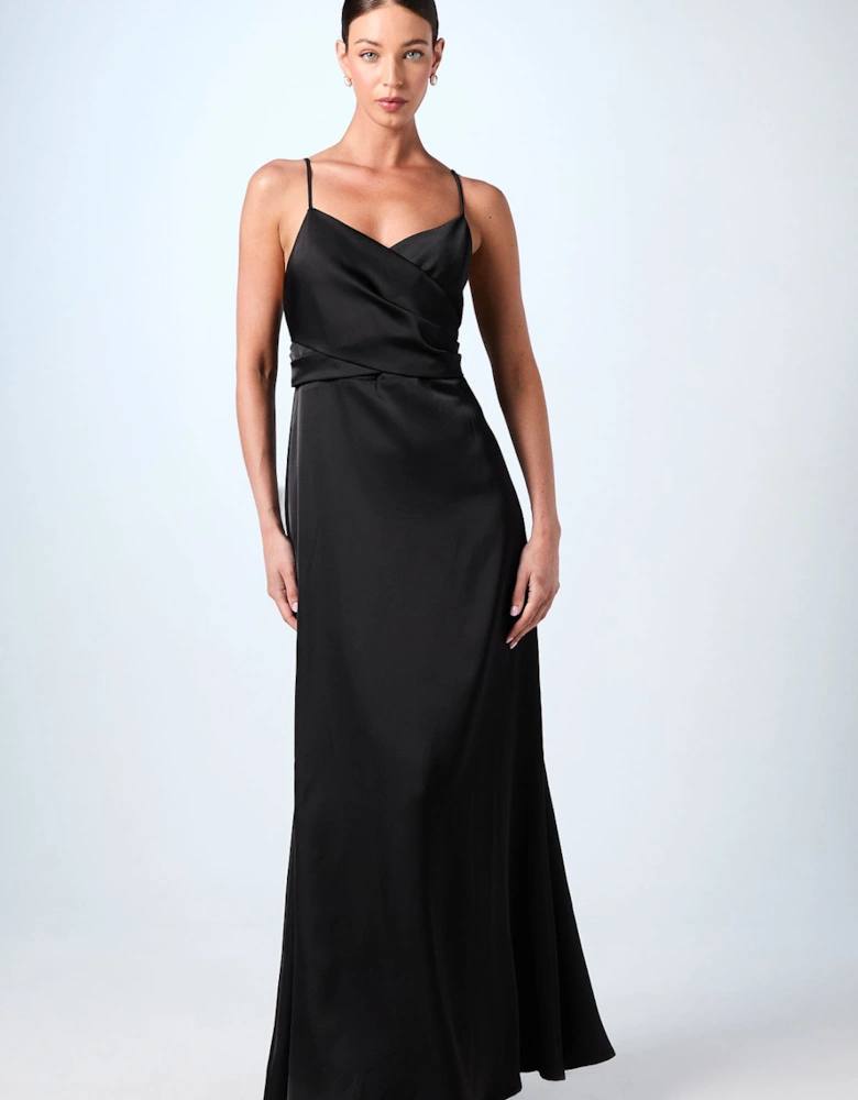 Wrap Waist Satin Cami Bridesmaids Dress