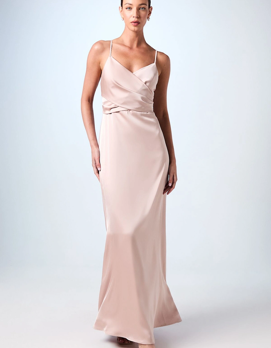 Wrap Waist Satin Cami Bridesmaids Dress, 2 of 1