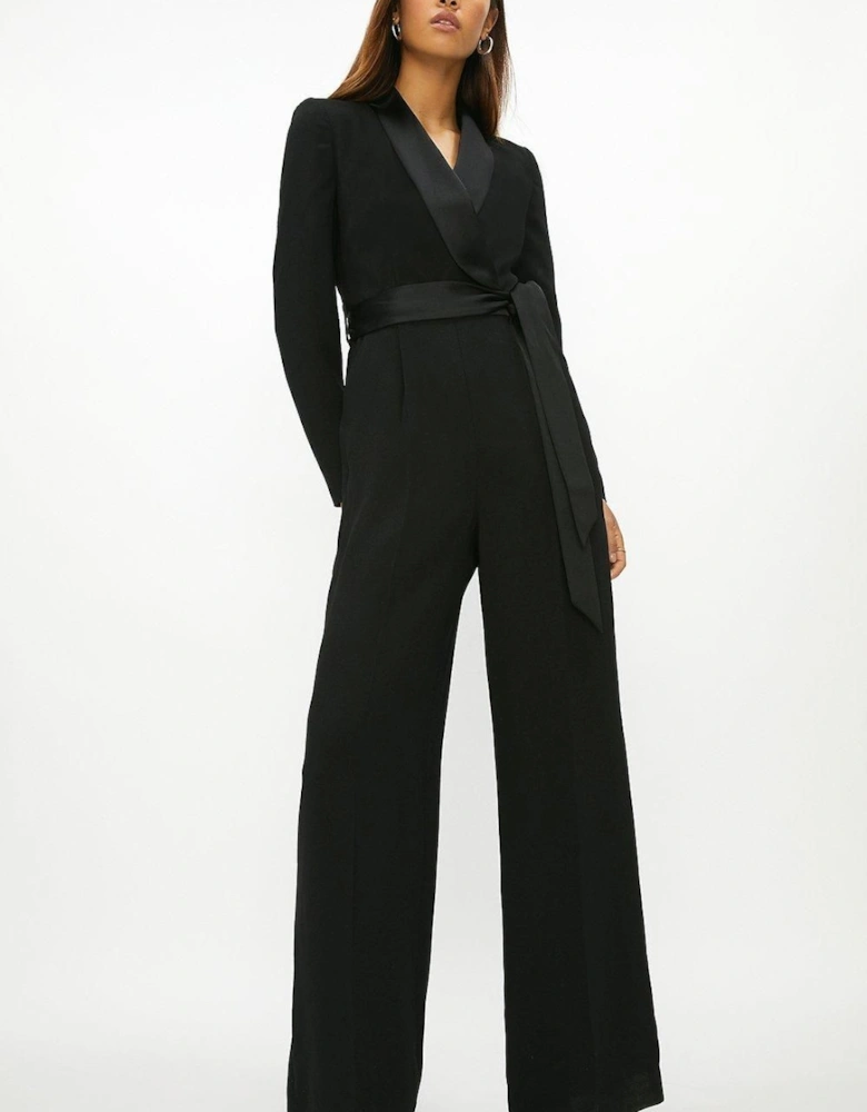Wide Leg Tuxe Wrap Jumpsuit