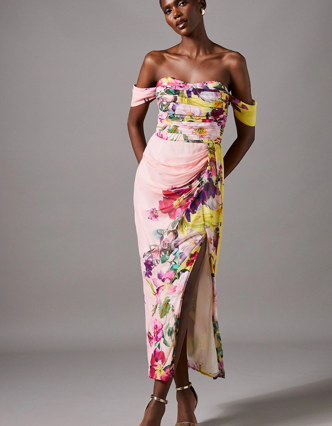 Off The Shoulder Drape Chiffon Dress, 2 of 1
