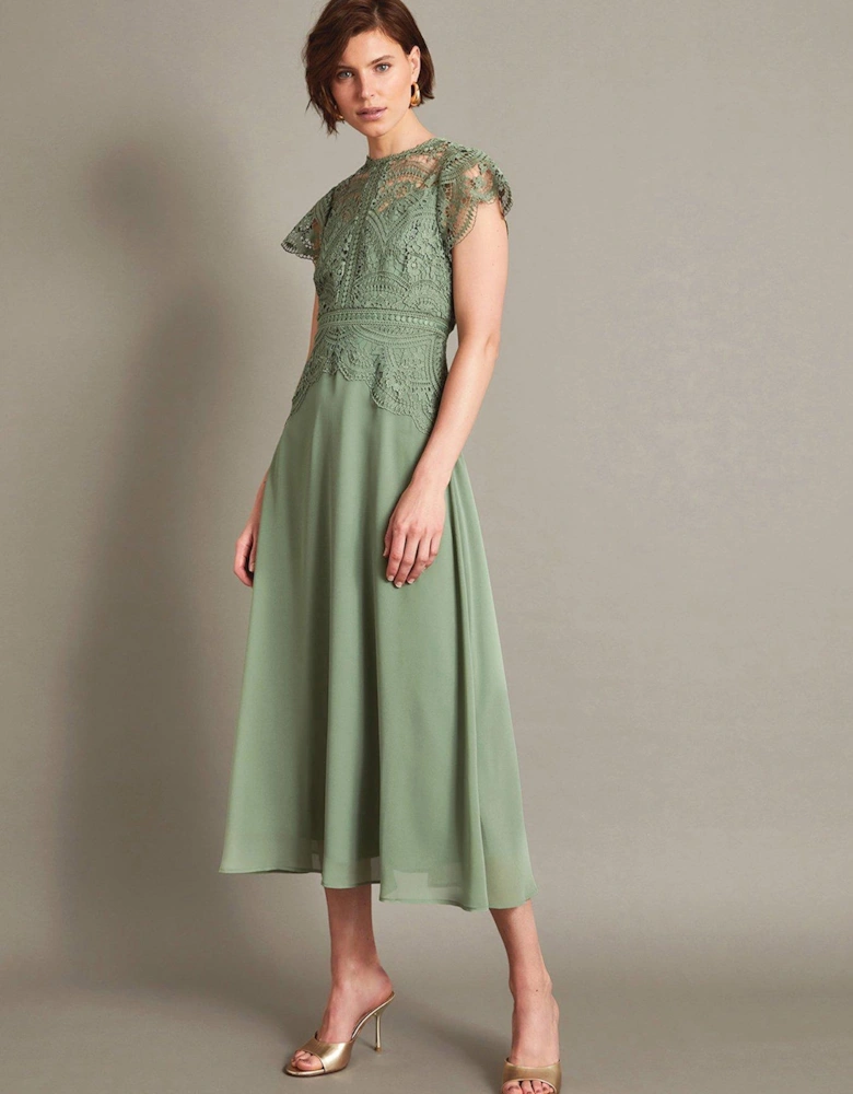 Monica Lace Midi Dress Green