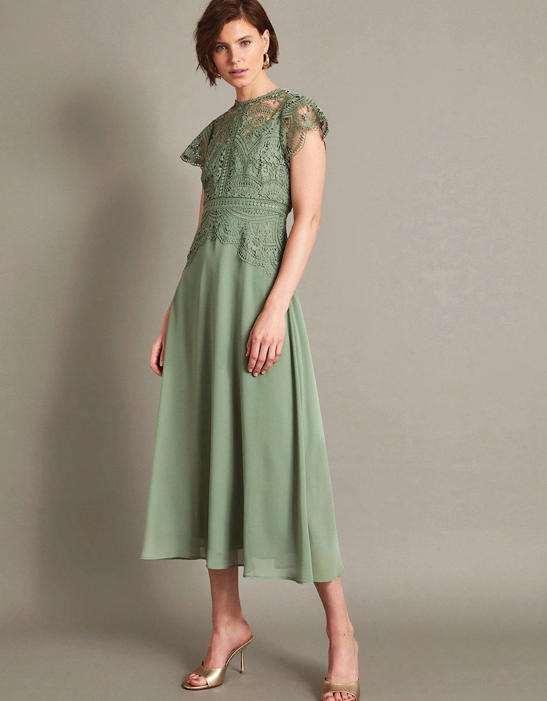 Monica Lace Midi Dress Green, 2 of 1