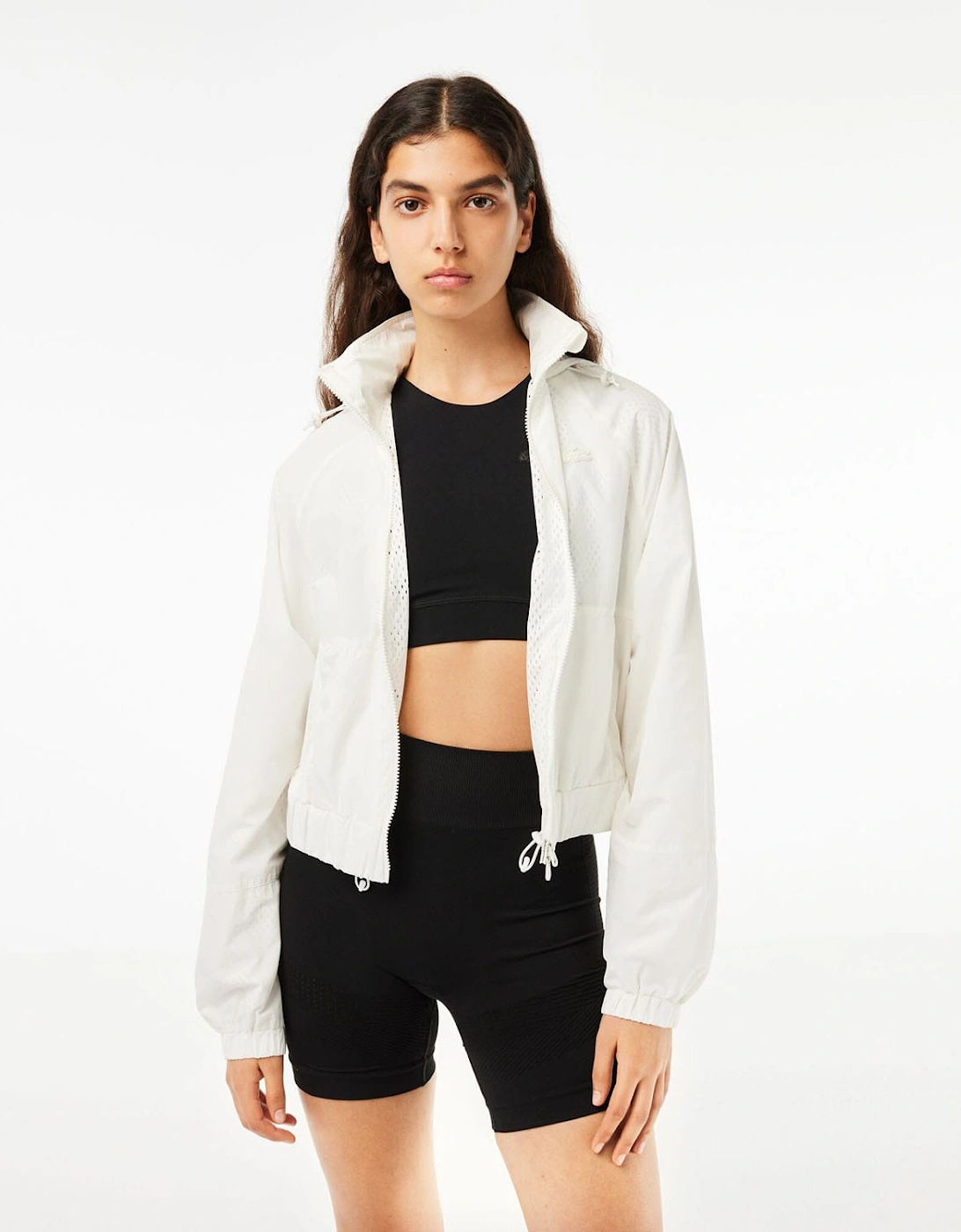Lacoste Women's Short Zip-Up Jacket - White - Size: 16