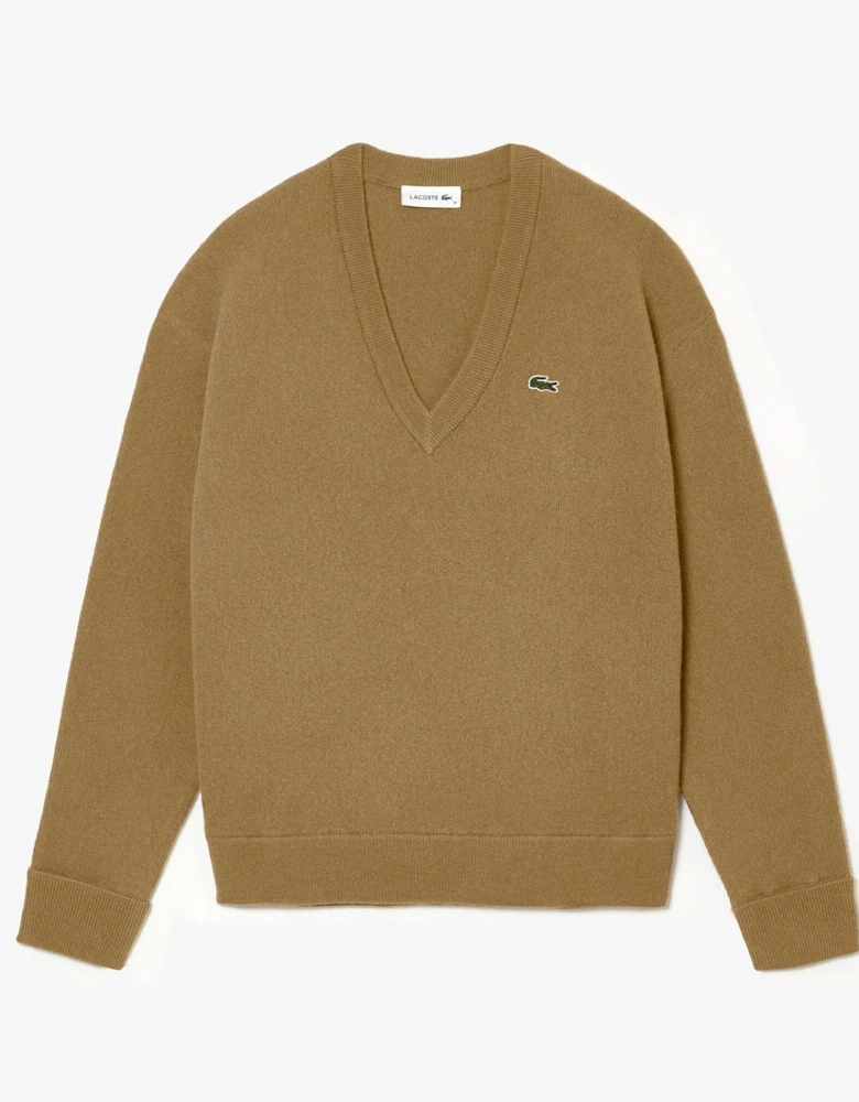 Relaxed Fit Carded Wool Moss Stitch Sweater