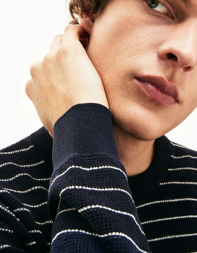 Striped Textured Cotton Sweatshirt