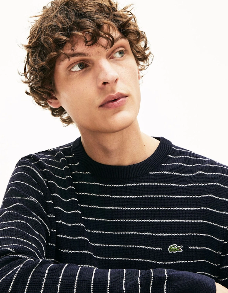 Striped Textured Cotton Sweatshirt