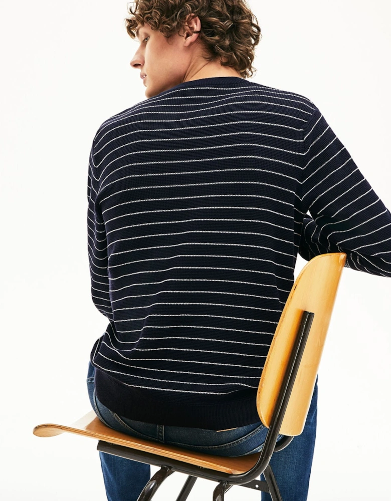 Striped Textured Cotton Sweatshirt