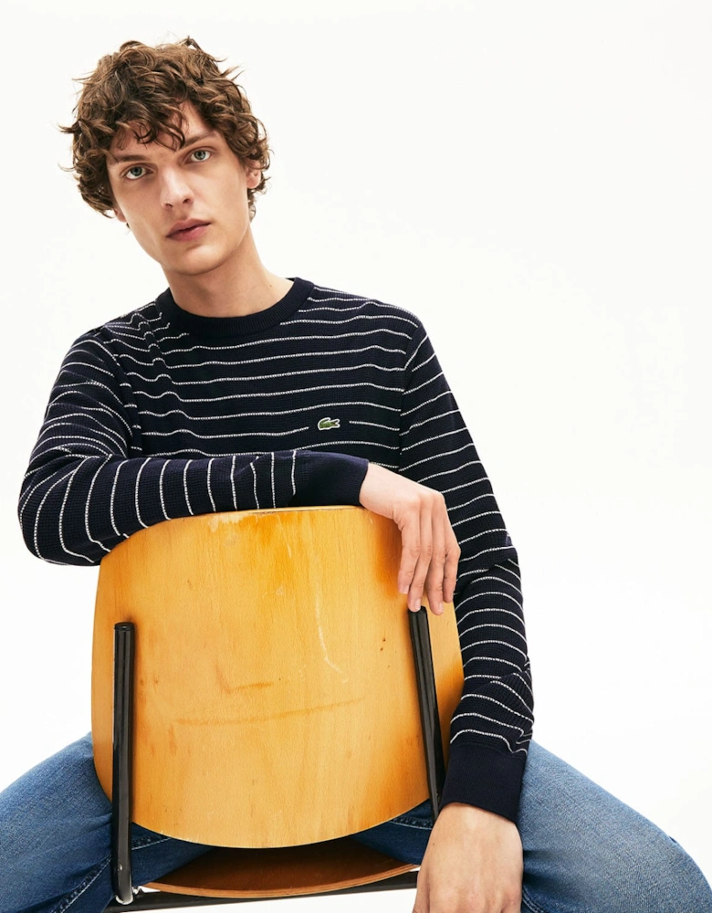 Striped Textured Cotton Sweatshirt