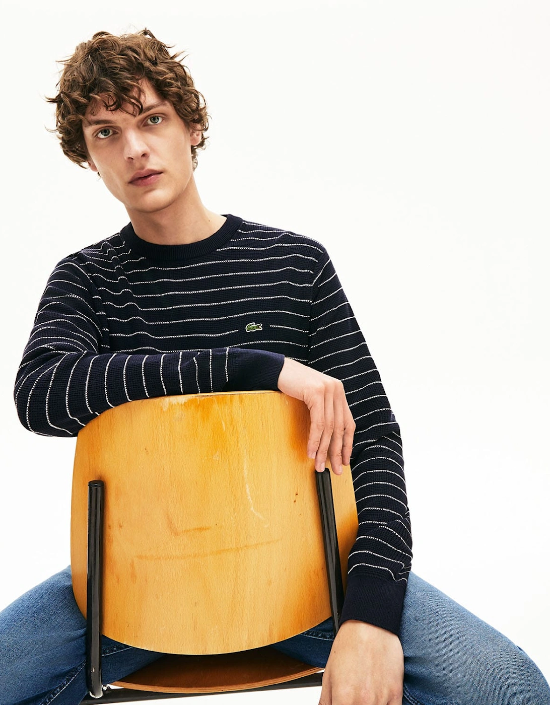 Striped Textured Cotton Sweatshirt