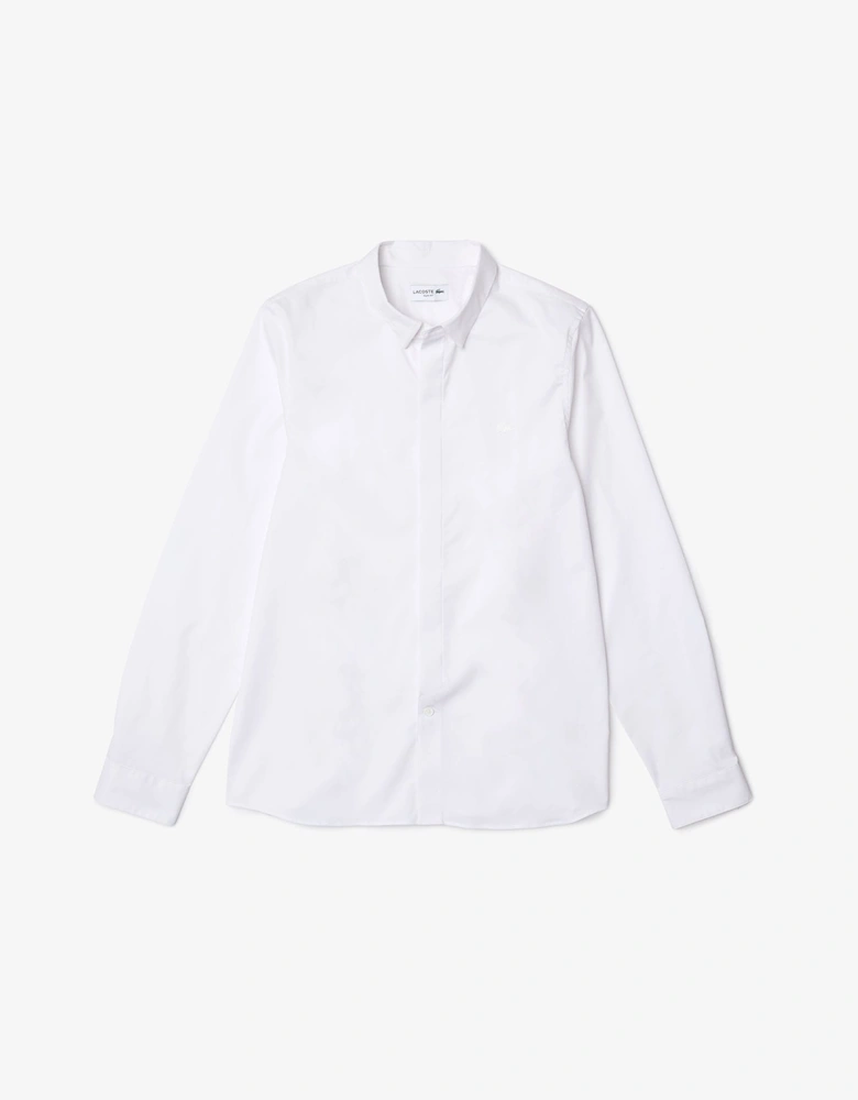 Slim Fit Concealed Placket Poplin Shirt