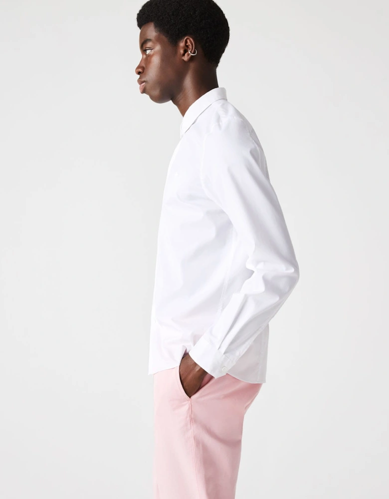 Slim Fit Concealed Placket Poplin Shirt