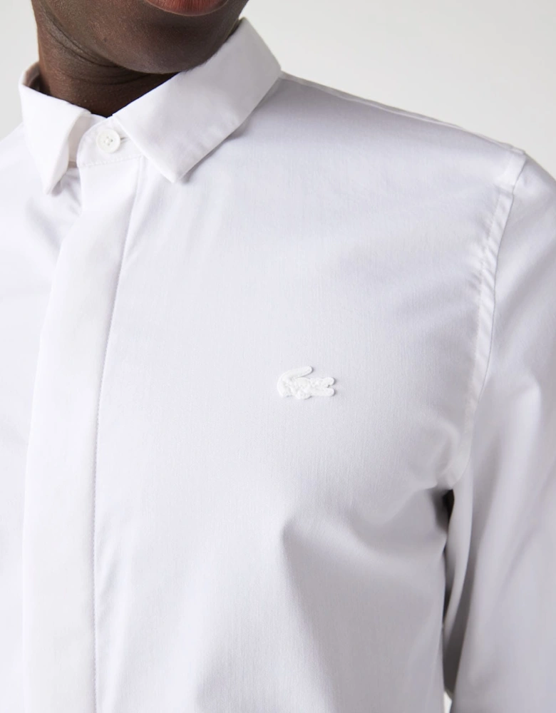 Slim Fit Concealed Placket Poplin Shirt