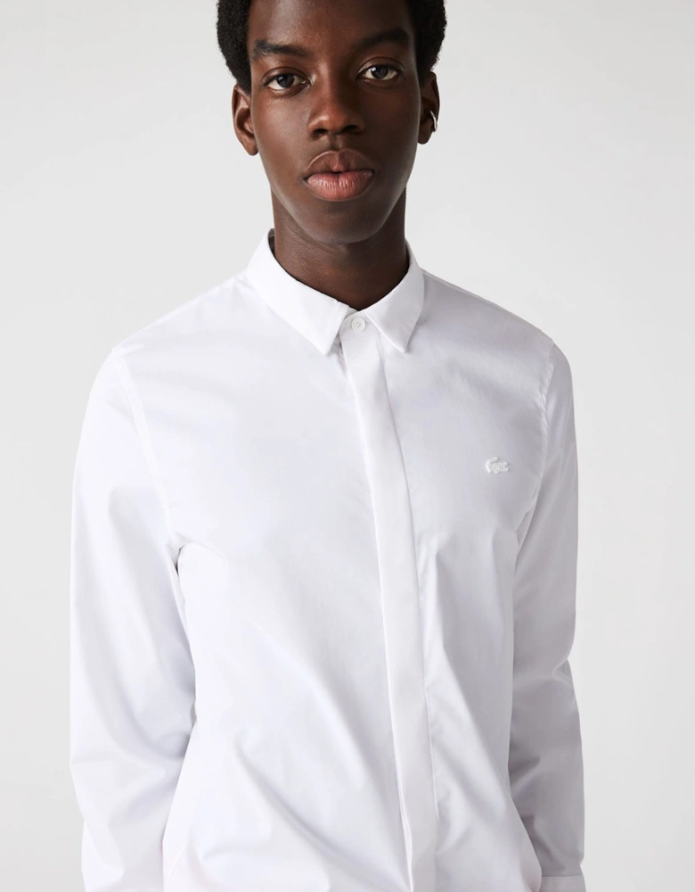 Slim Fit Concealed Placket Poplin Shirt